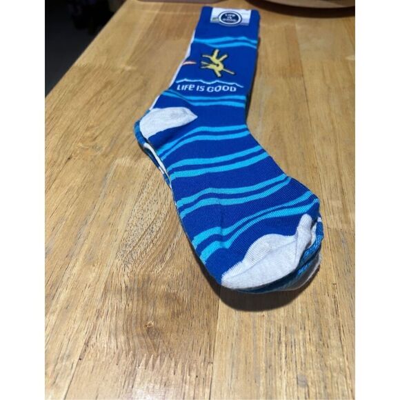 Life Is Good Mens 3 Pack Crew Socks NEW Blue Patterned - Picture 2 of 8